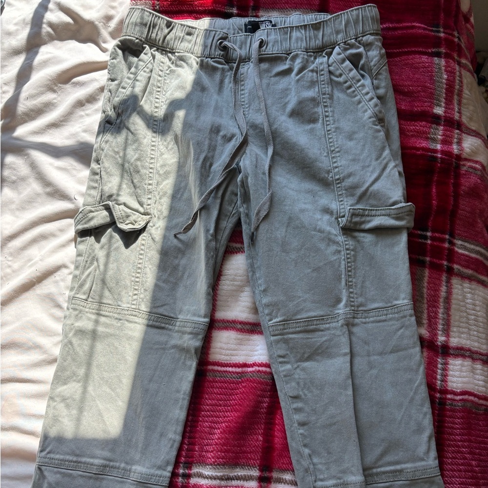 S rewash green cargos cuffed at the bottom